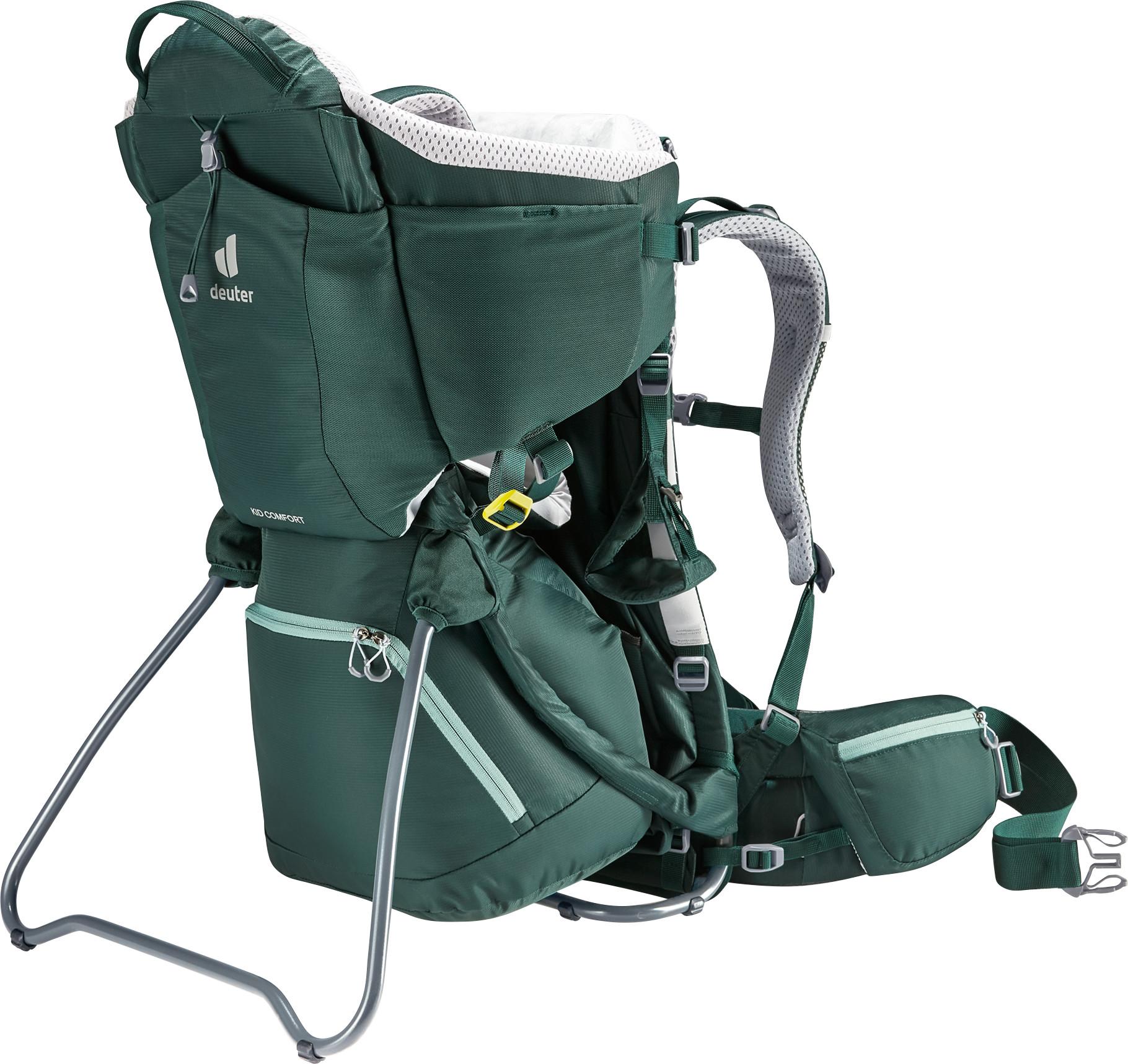Deuter Kid Comfort bæremeis i skoggrønn – premium barnebæremeis med integrert solskjerm og fotstøtte