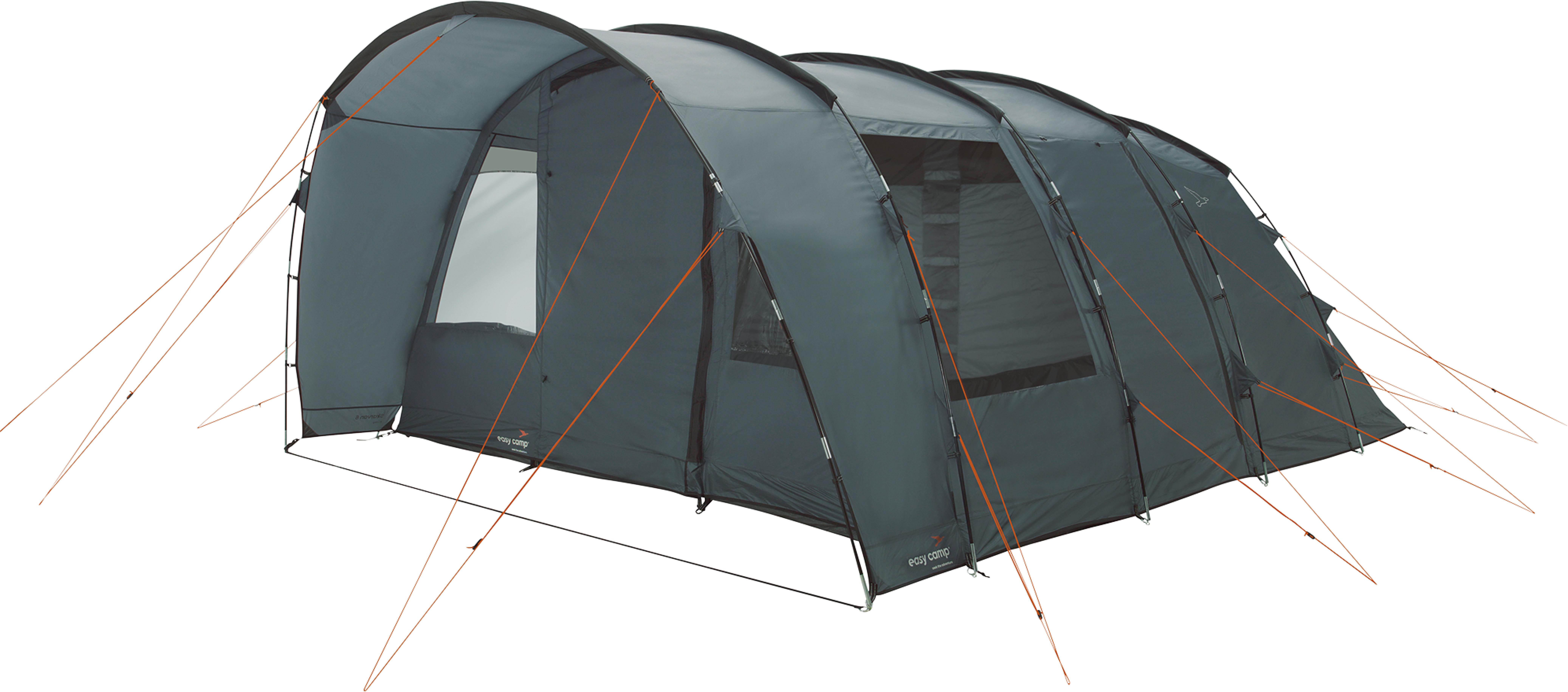 Easy Camp Skarvan 6 Blue – stort tunneltelt for seks med delbart soverom og to innganger