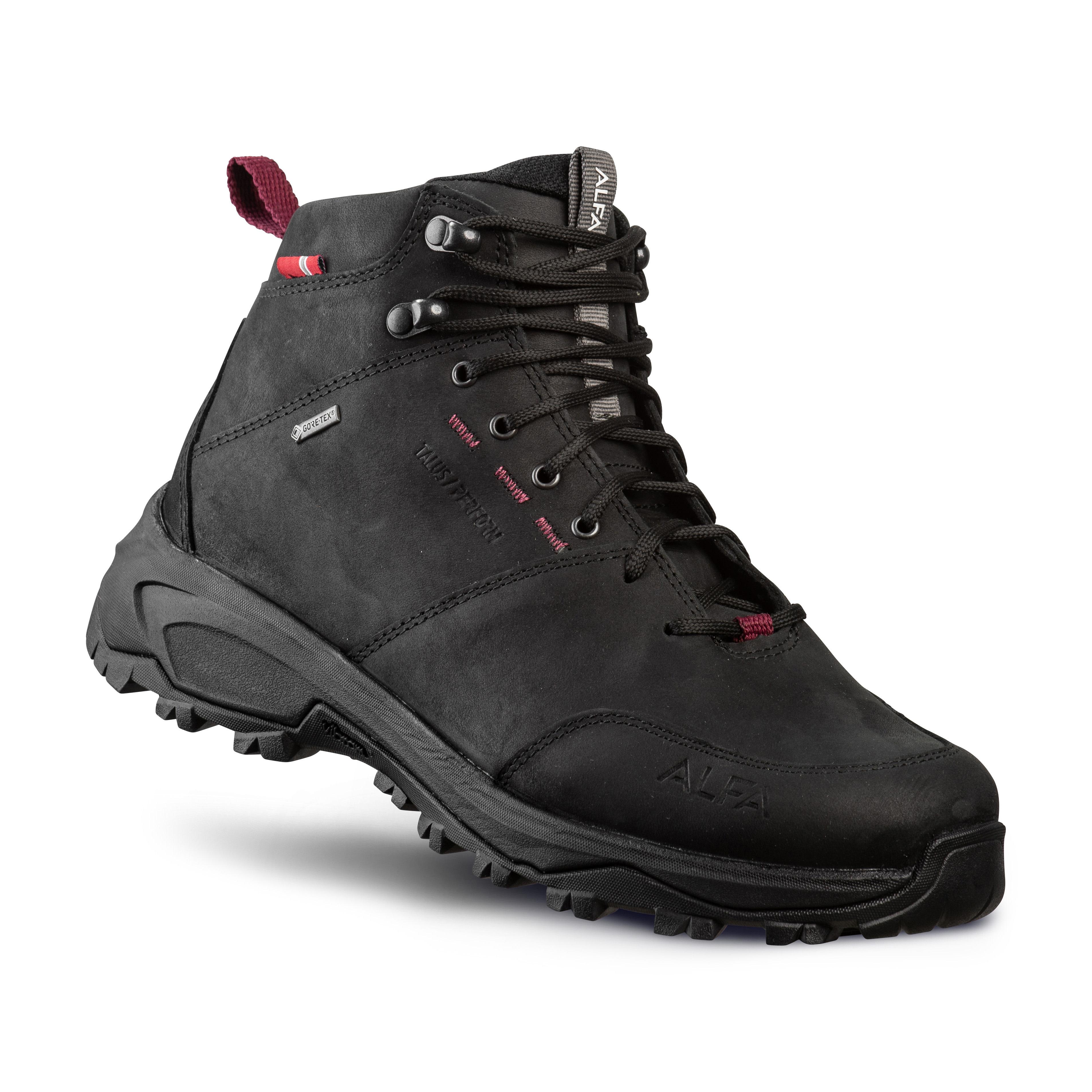 Alfa Talus Perform Gore-Tex dame fjellstøvel i svart – Vibram Arctic Grip og Gore-Tex