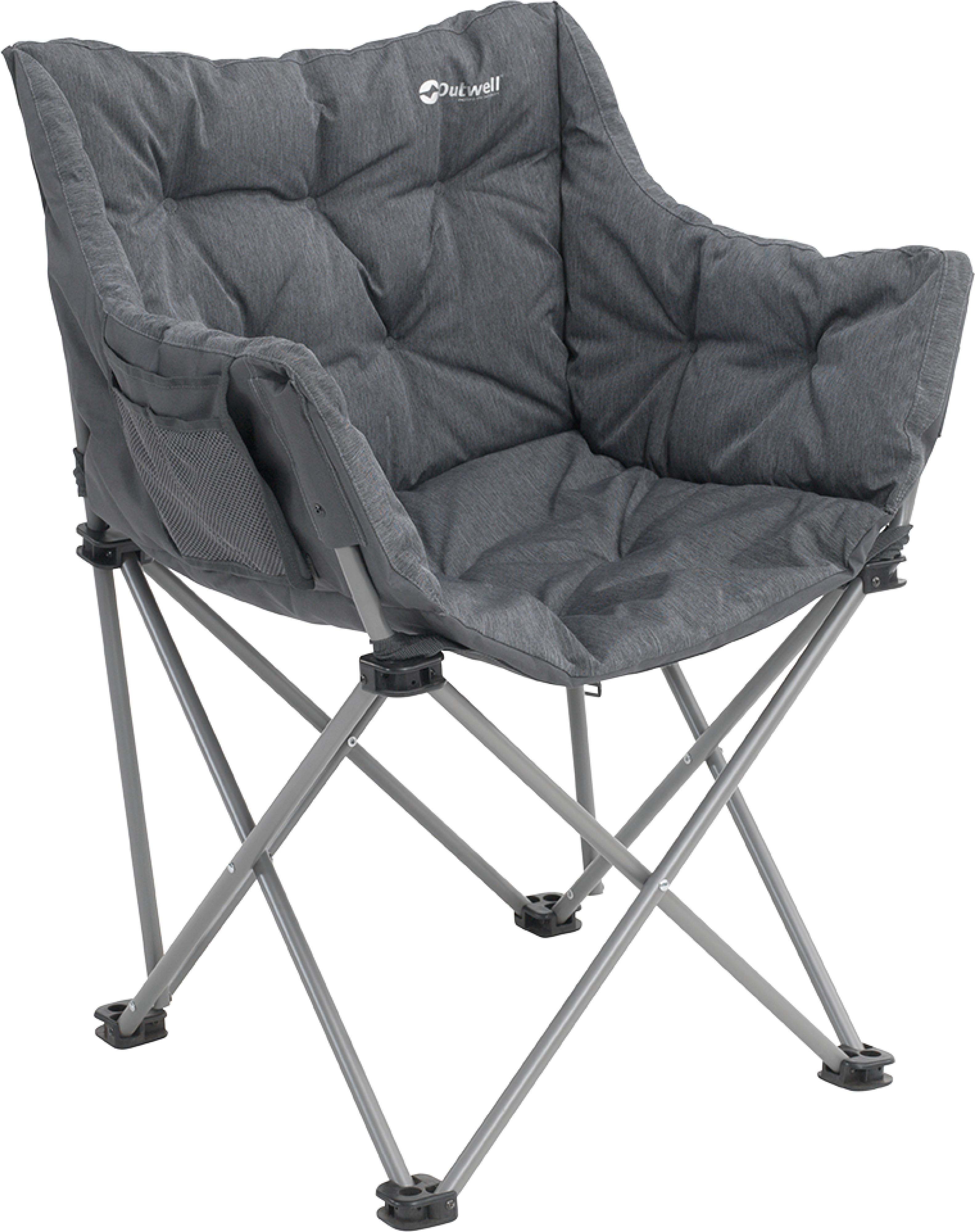 Outwell Sardis Lake Chair i svart og grå – premium campingstol med armlener og cupholder