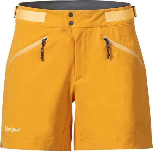 Bergans Tind Softshell Shorts dame i Marigold Yellow – teknisk softshell-shorts til klatring og varme dager