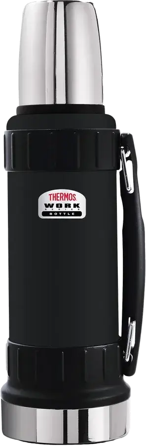 Thermos Work 1,2L i matt sort – stor robust termos for friluftslivet